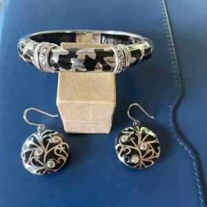 Angelique De Paris Sterling/Black Resin Bracelet and earrings